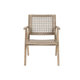 DKD Home Decor Indo 1c25 Sillón de Teca y Fibra Trenzado a Mano Natural, 60x70x82 cm, Asiento 41 cm (Pack de 2)