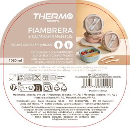 Thermosport Fiambrera Porta Alimentos Redonda 1080 ml - Recipiente Térmico de 20 x 20 x 8 cm (12 Unidades)