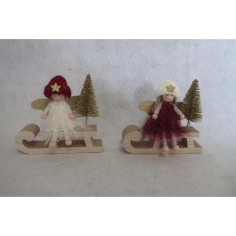 DKD Home Decor Figura Navidad Fantasía Hada Trineo MDF Poliéster Blanco Burdeos Dorado 14x5x14 cm 12 Unidades Surtidas Precio: 29.01096. SKU: B1F7EPRYND