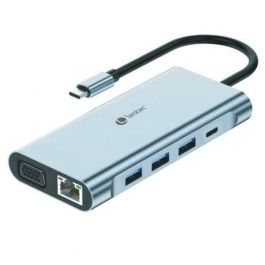 Leotec LEDS01 Docking Station USB-C 11 en 1 con HDMI 4K, VGA, USB 3.0, USB-C PD 100W, Gigabit Ethernet, Lector SD/MicroSD y Audio - Gris