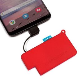 Veho Power Bank Pebble Pokket 1000mAh, Batería Externa Micro Llavero Ultra Fina de Emergencia para Bolsillo - Roja