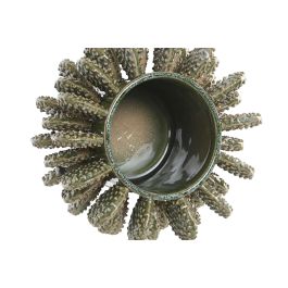 DKD Home Decor Jarron Tropical de Ceramica Verde con Cactus 24 x 17 x 24 cm