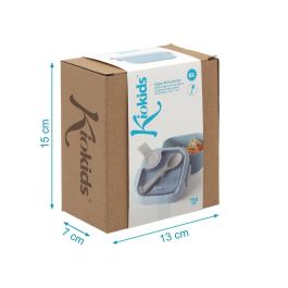 Caja Amuerzo Azul Con Cuchara Gris