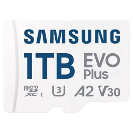 Samsung Tarjeta de Memoria EVO Plus 1TB microSDXC con Adaptador, Clase 10 U3 V30 A2, 160MB/s Lectura - MB-MC1T0SA/EU Precio: 133.50000059. SKU: B1CEVLB8SA
