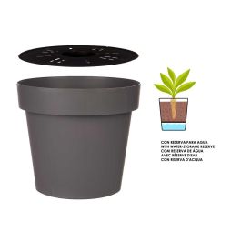 Maceta Plastico Gris Con Reserva Agua 30Cm Ibergarden (6 Unidades) Maceta Plastico Gris Con Reserva Agua 30Cm Ibergarden (6 Unidades)
