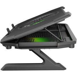 GENESIS Oxid 850 Almohadilla Refrigeradora para Portátil 17.3" con 5 Ventiladores, Iluminación RGB, Ajuste de Altura y 2 Puertos USB Negro