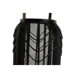 DKD Home Decor Portavela Colonial Negro Metal y Ratan 21.5 x 21.5 x 43.5 cm