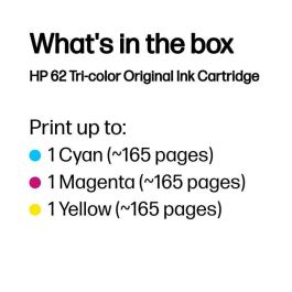 HP 62 Cartucho de Tinta Original Tricolor de Alto Rendimiento para Documentos y Fotos