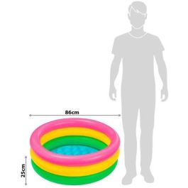 Intex Piscina Hinchable 3 Aros Colores con Suelo Hinchable para Niños de 1 a 3 Años, 86x25 cm