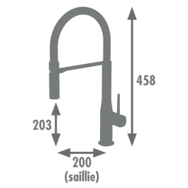 ROUSSEAU Grifo de Cocina Mezclador Køben con Ducha de Mano - Cromo Gris y Negro - Mecanismo Cartucho Cerámica Ø35mm - Cuerpo Latón - Acabado Moderno - 5 Años Garantía
