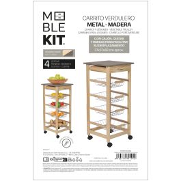 Inde Carrito Verdulero 4 Niveles con Cajón Moblekit 38 cm (Ancho) x 15.5 cm (Alto) x 76 cm (Largo)