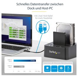 StarTech Duplicador Clonador Autónomo de Discos Duros o SSD SATA 2 Bahías USB 3.1 10Gbps Negro