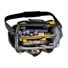 Stanley Cesta de herramientas con bandolera 30cm vacía, 18 compartimentos, máxima apertura, base rígida y pies antideslizantes