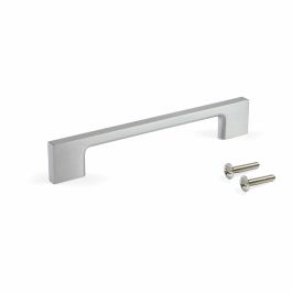 Emuca Lote de 5 tiradores para mueble Paiporta, L192mm, intereje 160mm, Zamak, Niquel Satinado