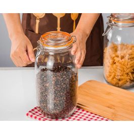 La Mediterranea Tarro Hermético de Vidrio con Cierre Clip, 2000 ml (6 Unidades)