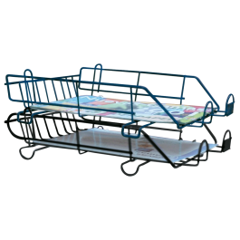 Bandeja sobremesa metálica 219 negra 340x240 mm apilable con portatarjetas 280x85x370 mm