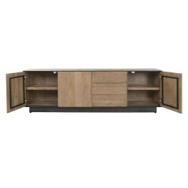 DKD Home Decor Mueble TV de Mango y Metal 180x44x55 cm Colección Sand Village Acabado Chorro de Arena