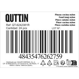 Quttin Pinzas de Cocina 28 cm de Nylon, Color Negro (24 Unidades)