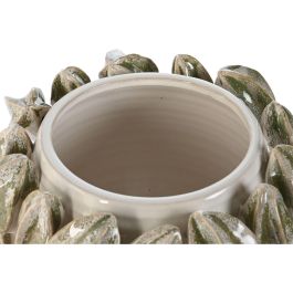 DKD Home Decor Centro de Mesa Tropical de Gres Blanco Verde Carambola 30x30x19 cm