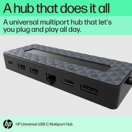 HP Universal USB-C Multiport Hub con 7 Puertos y Doble Pantalla 4K HDMI/DisplayPort para PCs Compatibles