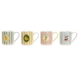 DKD Home Decor Taza Moderna de Porcelana/New Bone Verde/Azul 400ml - Apta Microondas y Lavavajillas (12 Unidades) 8.5 x 9.6 x 12 cm