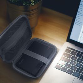 AISENS ASBG-005-GR Estuche Protector Rígido para Disco Duro Externo 2.5" Gris, Algodón y Lino, con Cremallera y Compartimento para Cables