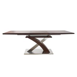 DKD Home Decor Mesa Extensible Marron Oscuro Plateado Acero MDF 90 x 77 x 160 cm