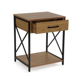 Versa Mesilla de Noche Oscura 1/C, Madera, Metal y PVC, 40x60x48 cm Versa Mesilla de Noche Oscura 1/C, Madera, Metal y PVC, 40x60x48 cm