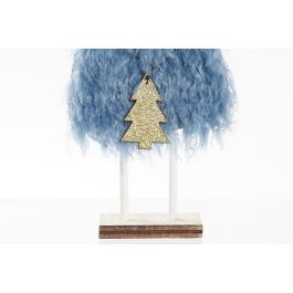 DKD Home Decor Figura Navidad Moderna Surtido MDF Poliéster Colores Azul Blanco Dorado 4x8x20 cm (12 Unidades)