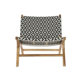 Silla de Jardín DKD Home Decor Blanco Negro Natural PVC Teca 65 x 80 x 68 cm