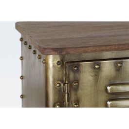 DKD Home Decor Buffet Loft Dorado de Metal con 4 Puertas y 4 Estanterías - Mueble Aparador de Almacenamiento 152x35x69 cm
