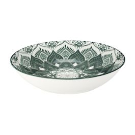 Home Deco Factory Vajilla 12 Piezas de Cerámica con Diseño Mandala Verde
