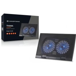 Conceptronic Base Refrigeración para Portátiles hasta 17" con 2 Ventiladores Ultrasilenciosos Ajustable