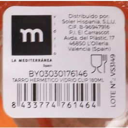 La Mediterranea Tarro Hermético de Vidrio con Cierre Clip 180 ml (36 Unidades)