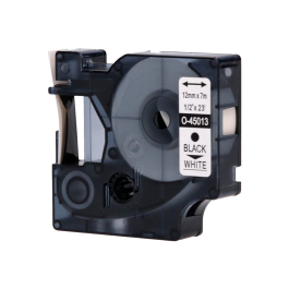 Q-connect Cinta Compatible Rotuladora Dymo 1000 Negro-Blanco 12mm x 7mt Oficina Hogar Escuela Hospital