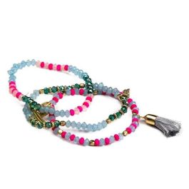 Pulsera triple de bolitas de colores con abalorios Precio: 5.913875. SKU: B1EMQPY3YQ