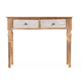 Mesa Recibidor 2 Cajones Lineas Natural Blanco Giftdecor 98x77x42 cm Madera Mesa Recibidor 2 Cajones Lineas Natural Blanco Giftdecor 98x77x42 cm Madera