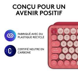 Teclado inalámbrico mecánico Logitech POP Keys con teclas Emoji personalizables, Bluetooth o USB, diseño compacto duradero - rosa