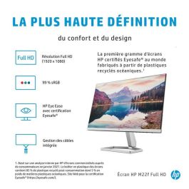 HP Monitor M22f 21.5" Full HD (FHD) IPS Antirreflectante, 5ms, 75Hz, AMD FreeSync, Low Blue Light, Negro/Plata