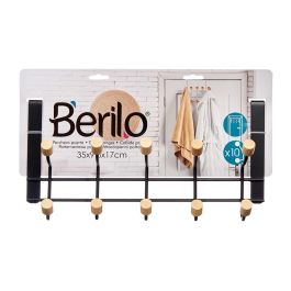 Percha Metal 10 Ganchos Madera Negro Berilo 35X17CM (6 Unidades) Percha Metal 10 Ganchos Madera Negro Berilo 35X17CM (6 Unidades)