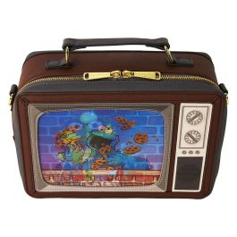 Loungefly Bolso bandolera lenticular Retro TV Barrio Sésamo de piel vegana con detalles en relieve y estampados
