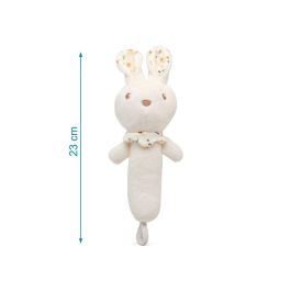KioKids Sonajero Peluche Conejo 18 cm Suave y Blandito para Bebés 0 Meses+ Juguete de Estimulación Sensorial y Coordinación Ojo-Mano Blanco