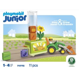 Playmobil 71773 Tractor con Sembradora JUNIOR: Descubre, Clasifica y Transporta para Niños +12 Meses con Piezas Vegetales