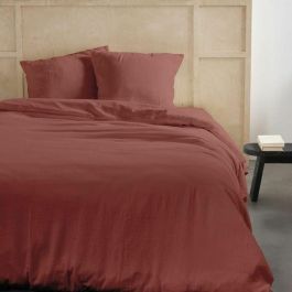 Juego de cama - TODAY - 123670 - 2 personas - 240x220cm - Gasa de algodón lisa - Terracota