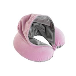 DKD Home Decor Cojín de Viaje Rosa Gris Claro Poliester 10 x 32 x 30 cm 4 Unidades