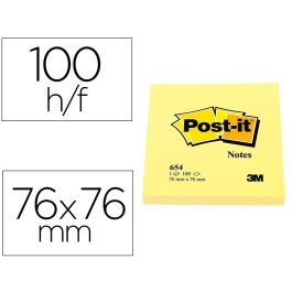 Bloc De Notas Adhesivas Quita Y Pon Post-It 76x76 mm Con 100Hojas 12 unidades