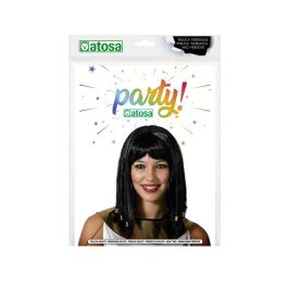 Peluca Egipcia Negra con Trenzas y Accesorios Dorados para Carnaval y Espectáculos