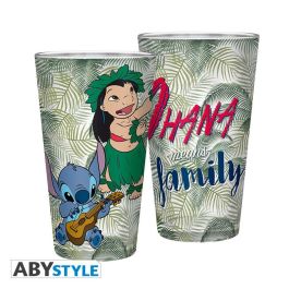 Abystyle Vaso Disney Lilo & Stitch, Ohana, vidrio 400ml, Pack de 2 unidades para uso diario o regalo