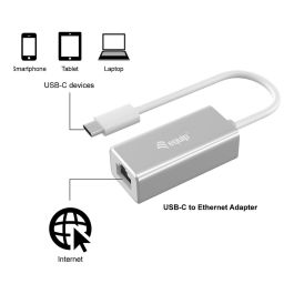 EQUIP Adaptador USB-C a RJ45 Gigabit Ethernet 10/100/1000 Mbps Cable de Red Plata 0.15m