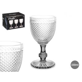 Copa Diamante Vino Transparente Pie Antracita 330 ml Vivalto - 8.8x16.3x8.8 cm (36 Unidades)